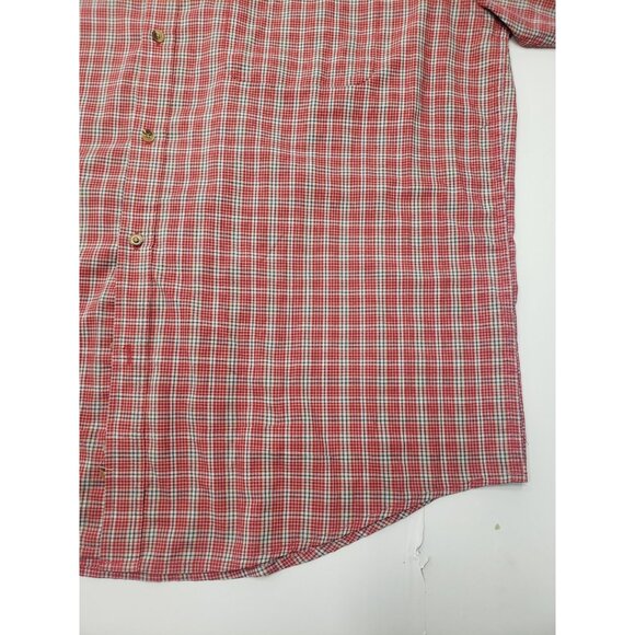 Puritan Men's Button Up Short Sleeve Red/Blue Plaid Shirt Size X-Large Tall - Picture 10 of 16
